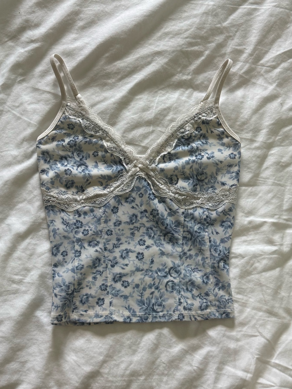 Garage blue floral corset tank
